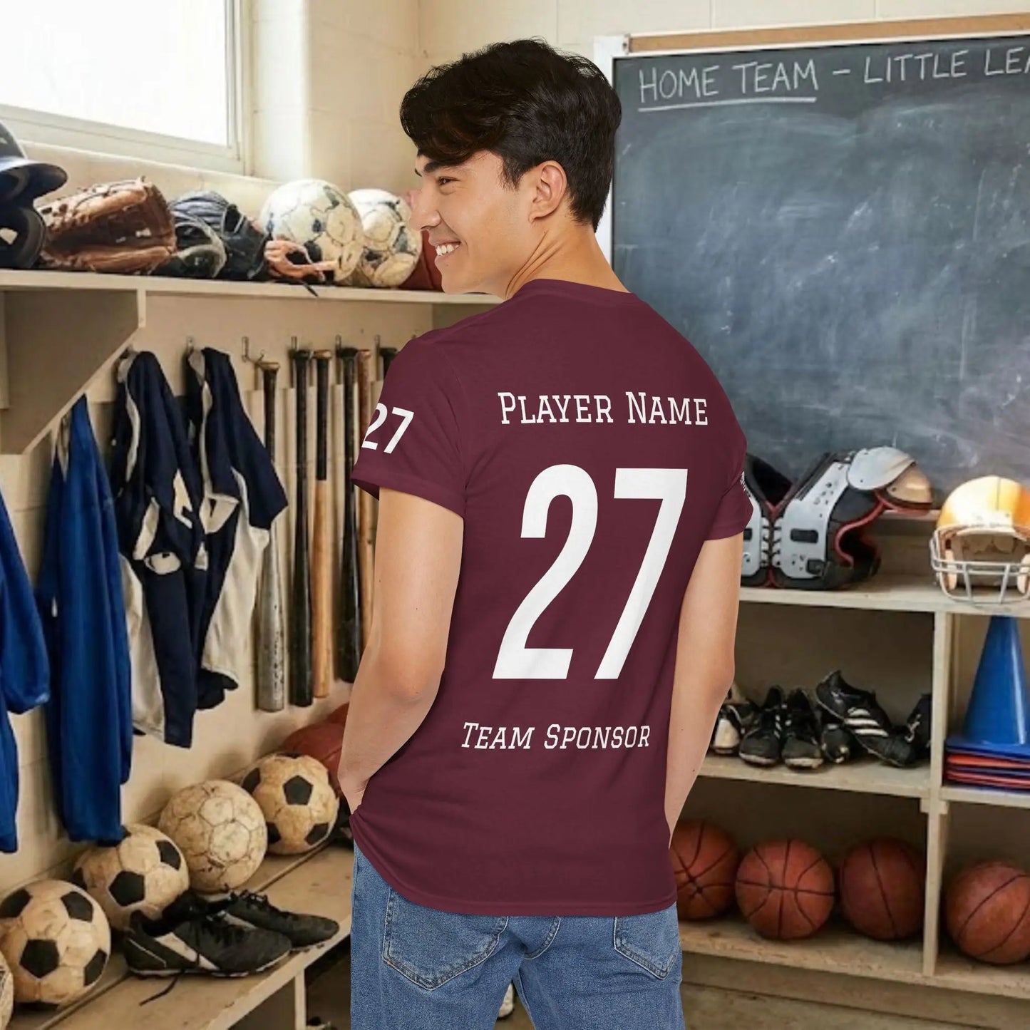 Custom Team Adult T-Shirt – Right Chest Team Logo & Name (DryBlend)