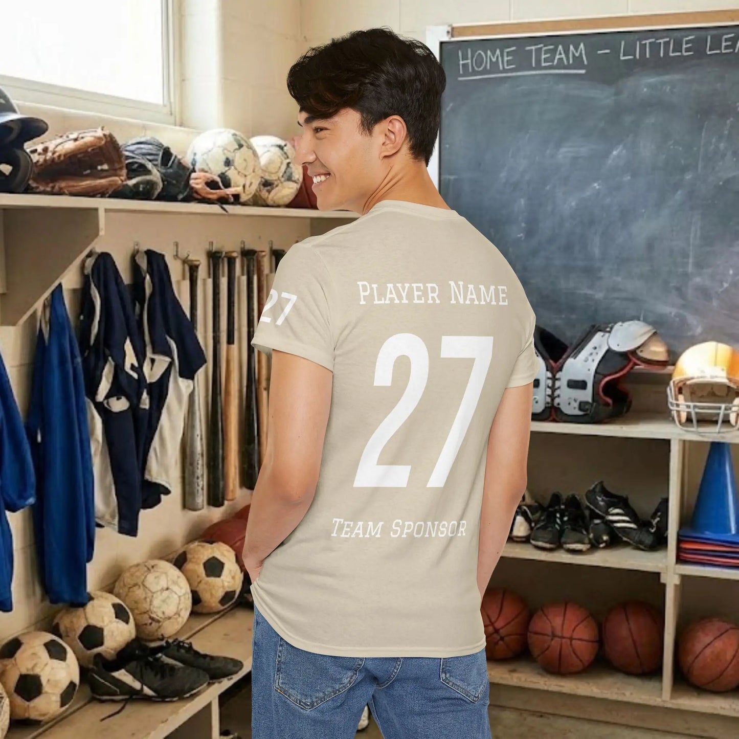 Custom Team Adult T-Shirt – Right Chest Team Logo & Name (DryBlend)