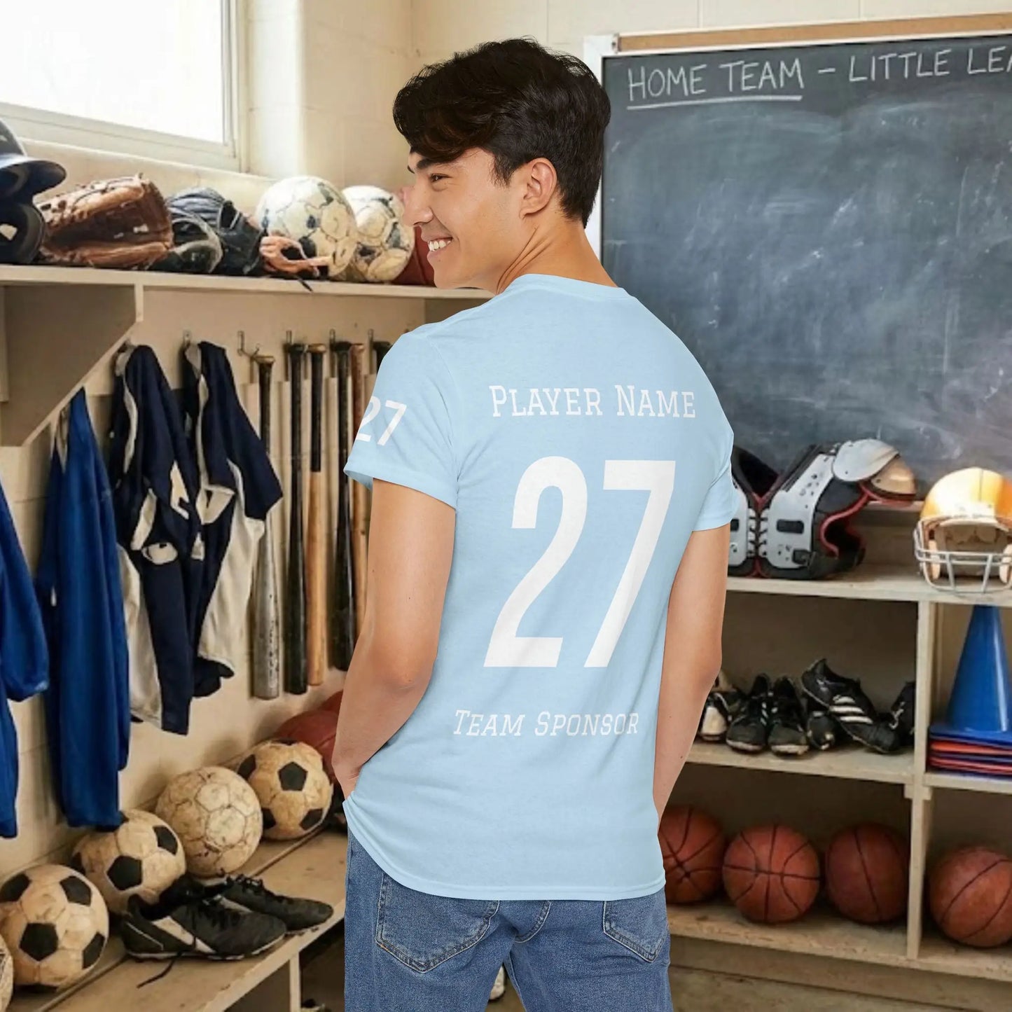 Custom Team Adult T-Shirt – Right Chest Team Logo & Name (DryBlend)