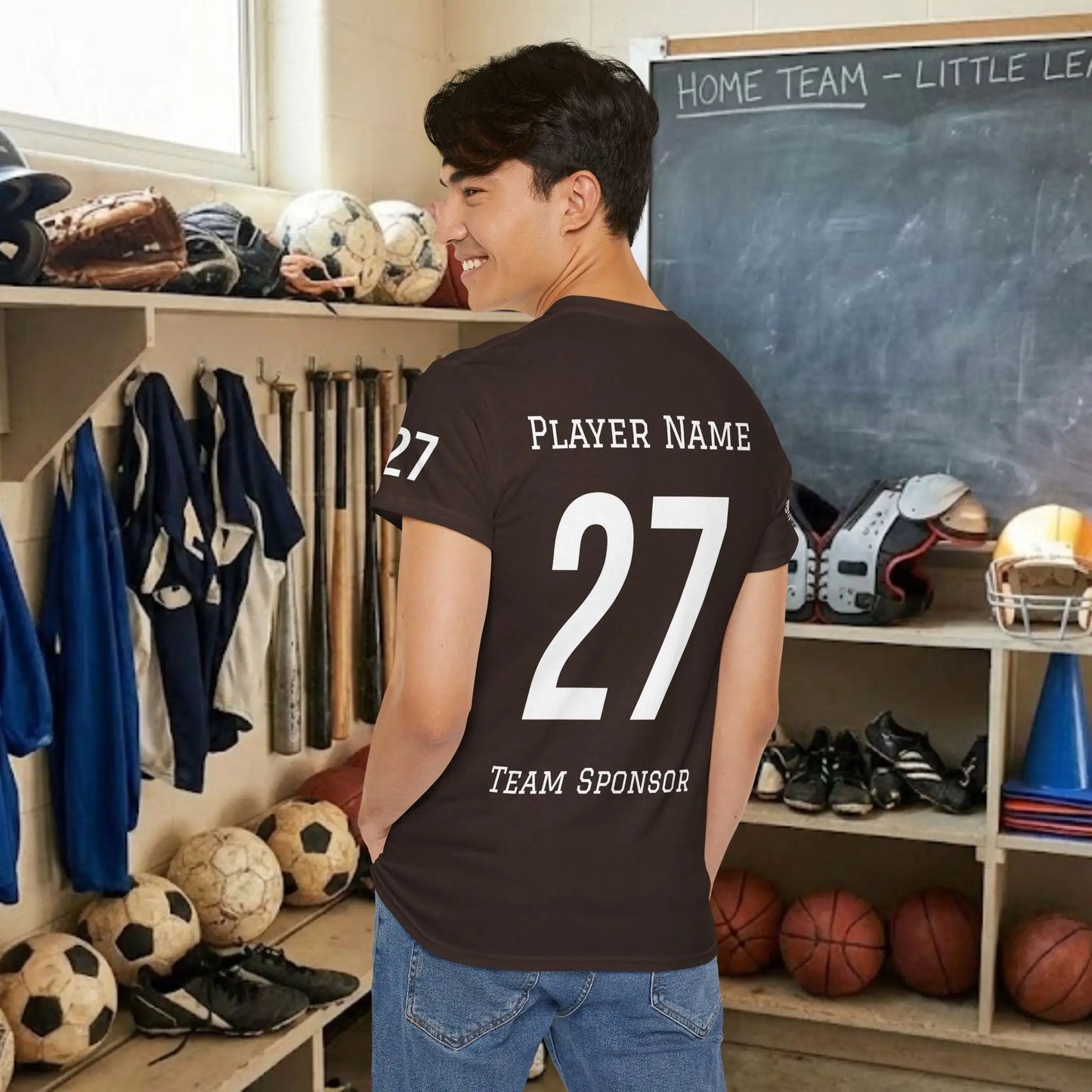 Custom Team Adult T-Shirt – Right Chest Team Logo & Name (DryBlend)