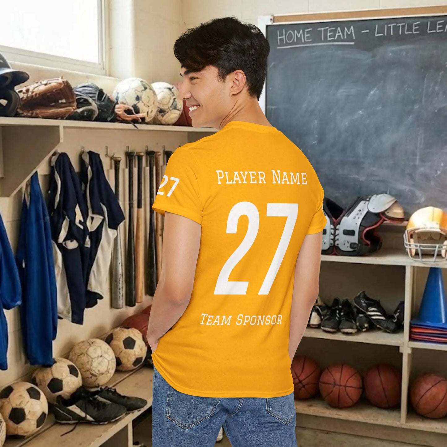 Custom Team Adult T-Shirt – Right Chest Team Logo & Name (DryBlend)