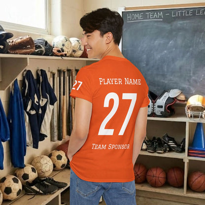 Custom Team Adult T-Shirt – Right Chest Team Logo & Name (DryBlend)