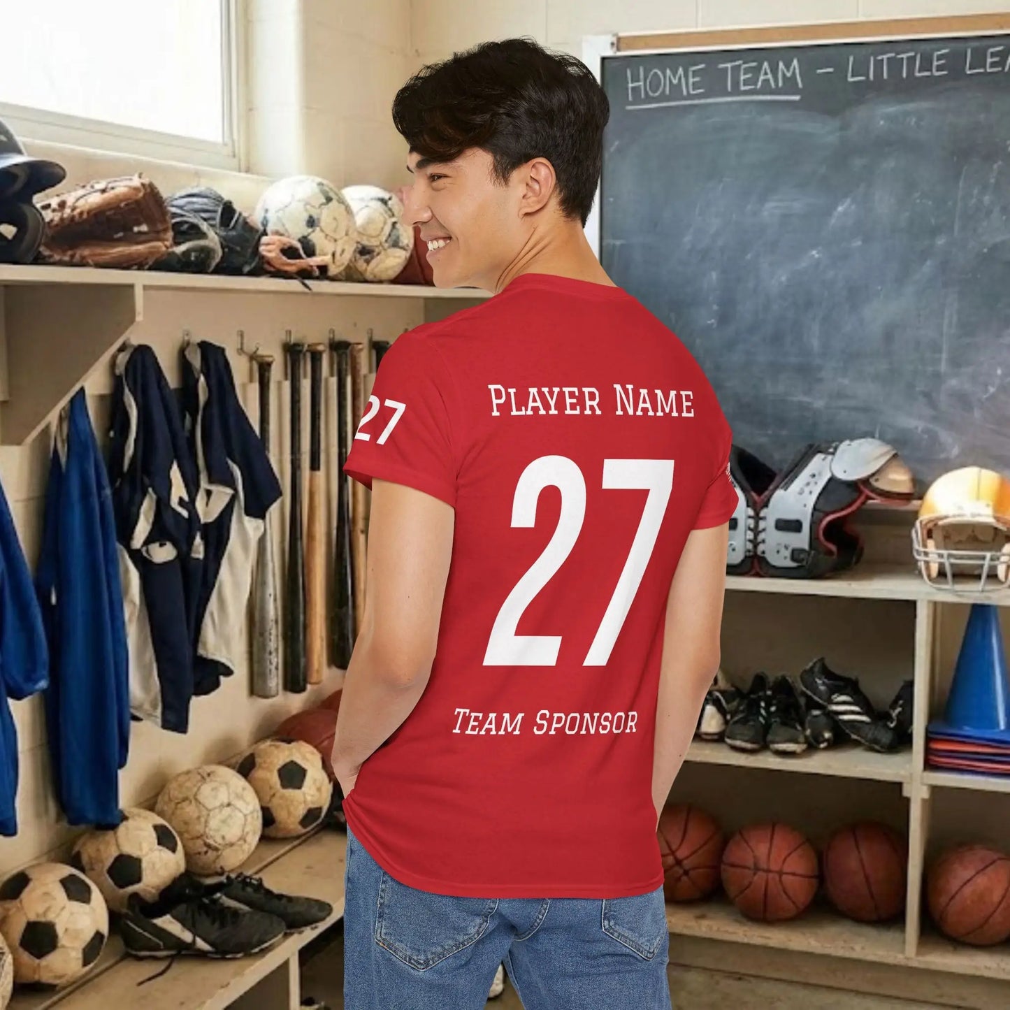 Custom Team Adult T-Shirt – Right Chest Team Logo & Name (DryBlend)