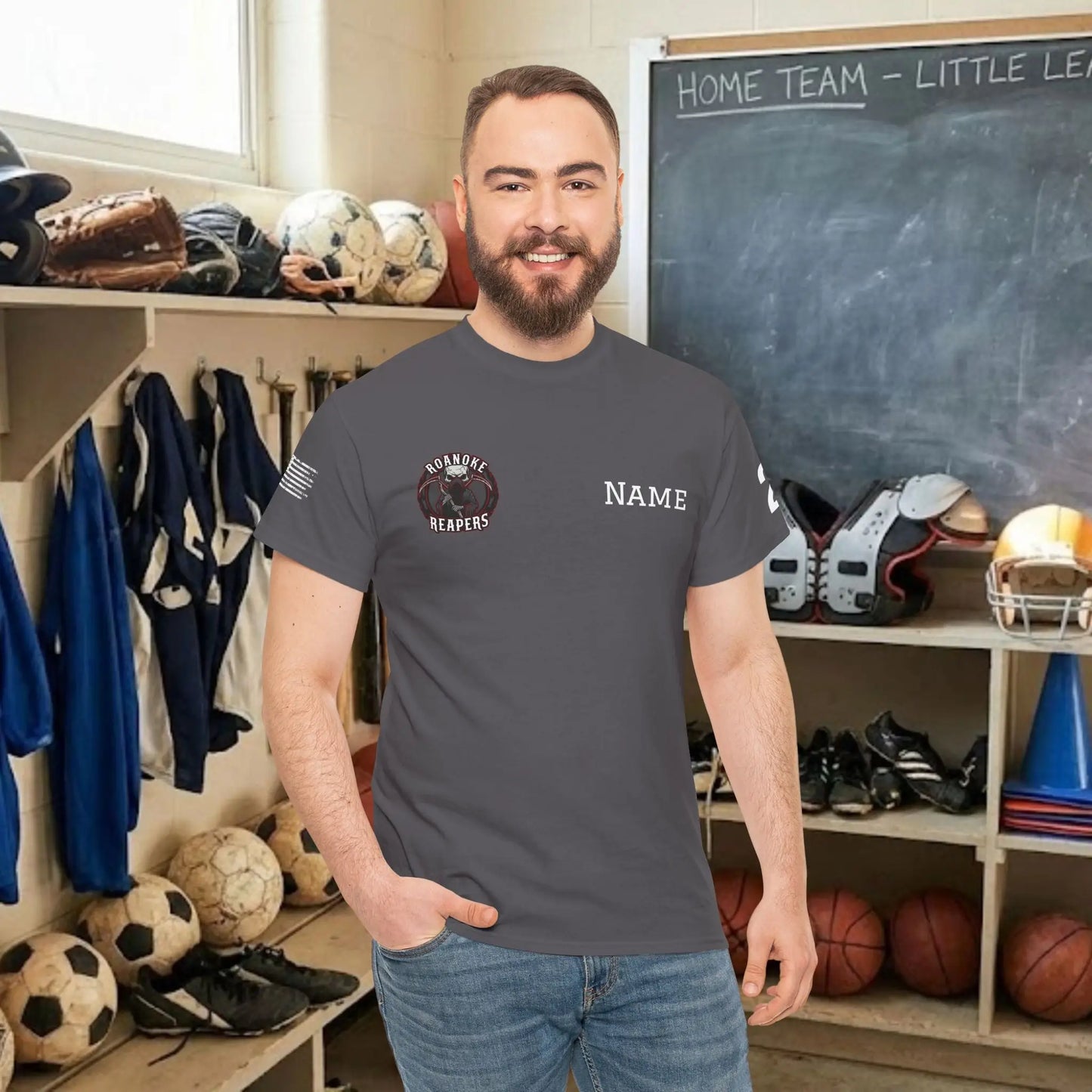 Custom Team Adult T-Shirt – Right Chest Team Logo & Name (DryBlend)