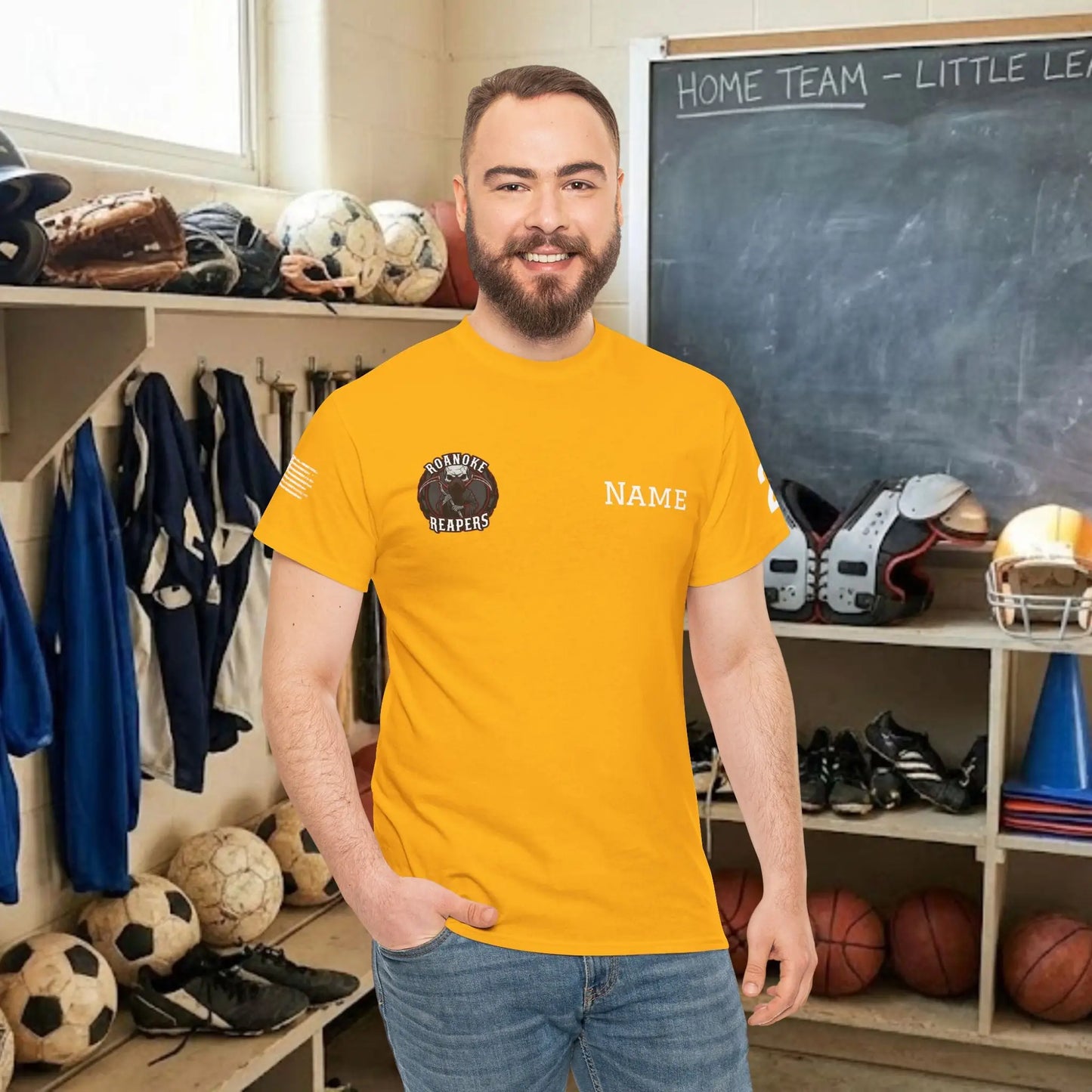 Custom Team Adult T-Shirt – Right Chest Team Logo & Name (DryBlend)