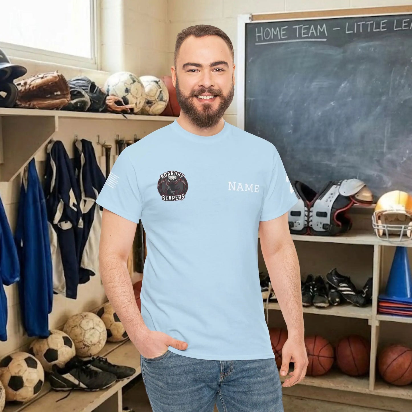 Custom Team Adult T-Shirt – Right Chest Team Logo & Name (DryBlend)