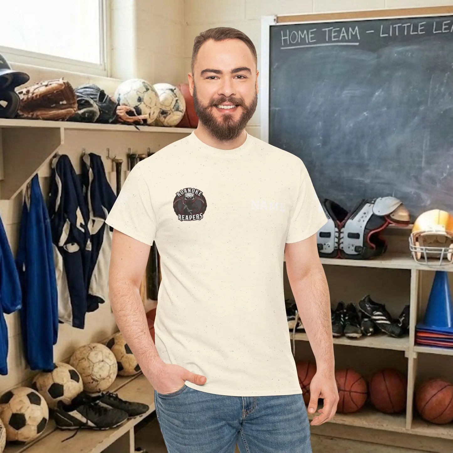 Custom Team Adult T-Shirt – Right Chest Team Logo & Name (DryBlend)