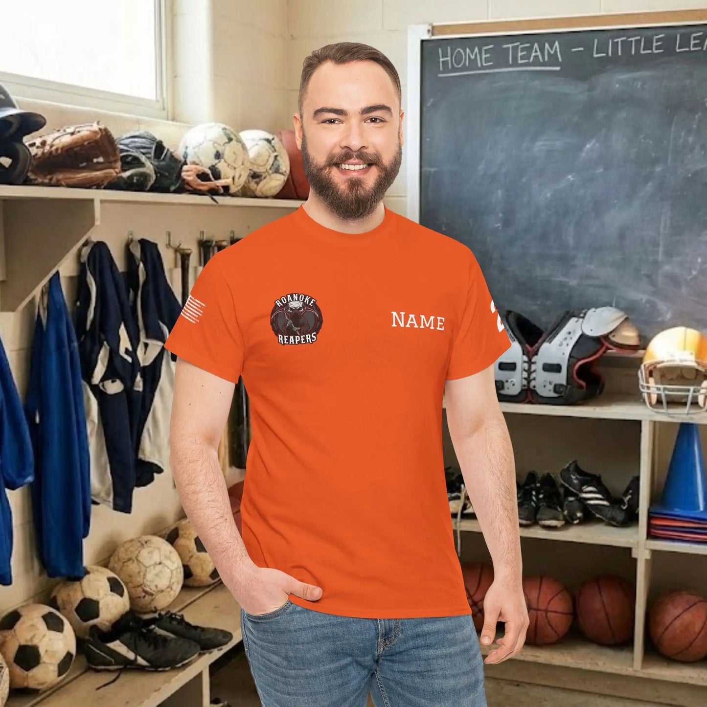 Custom Team Adult T-Shirt – Right Chest Team Logo & Name (DryBlend)