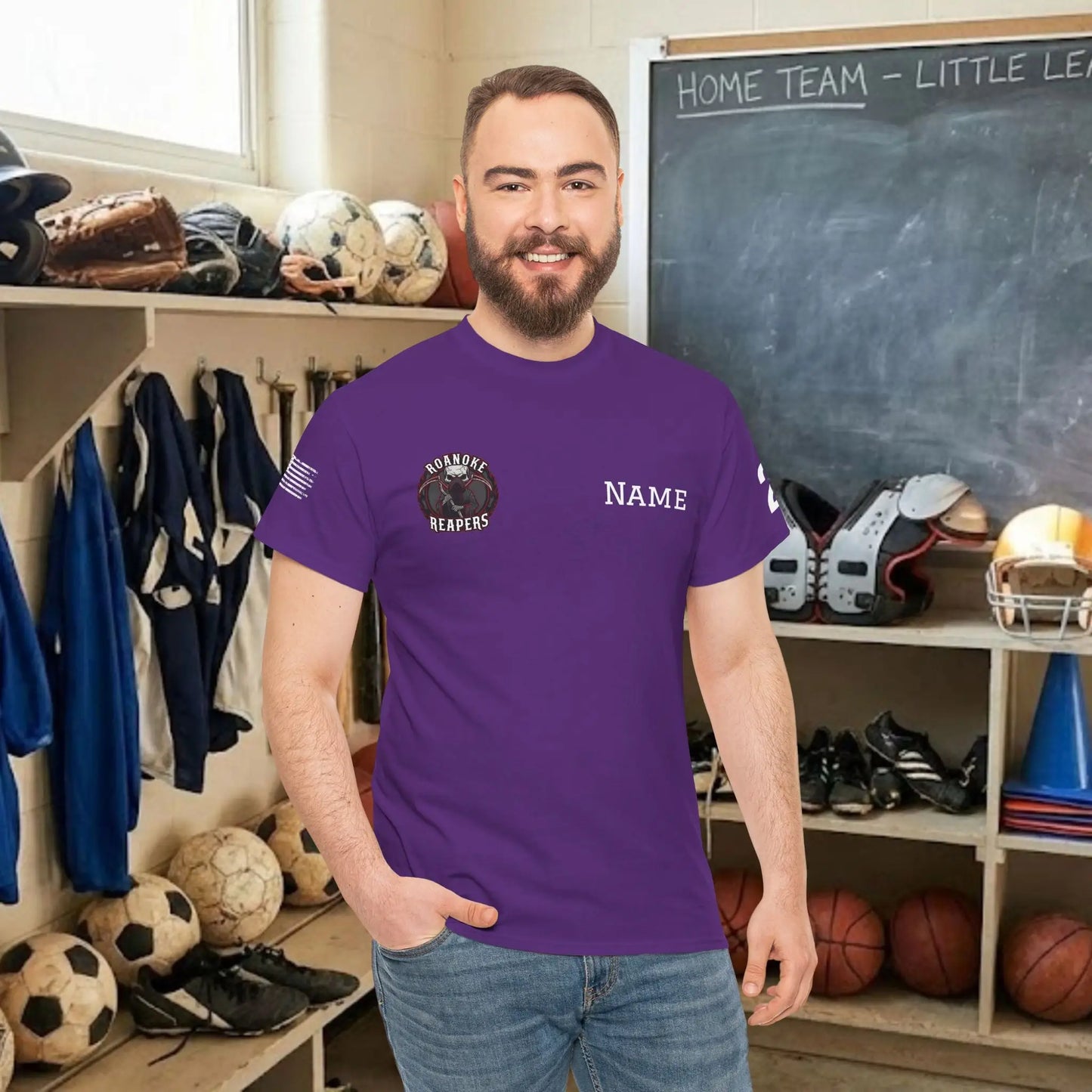 Custom Team Adult T-Shirt – Right Chest Team Logo & Name (DryBlend)