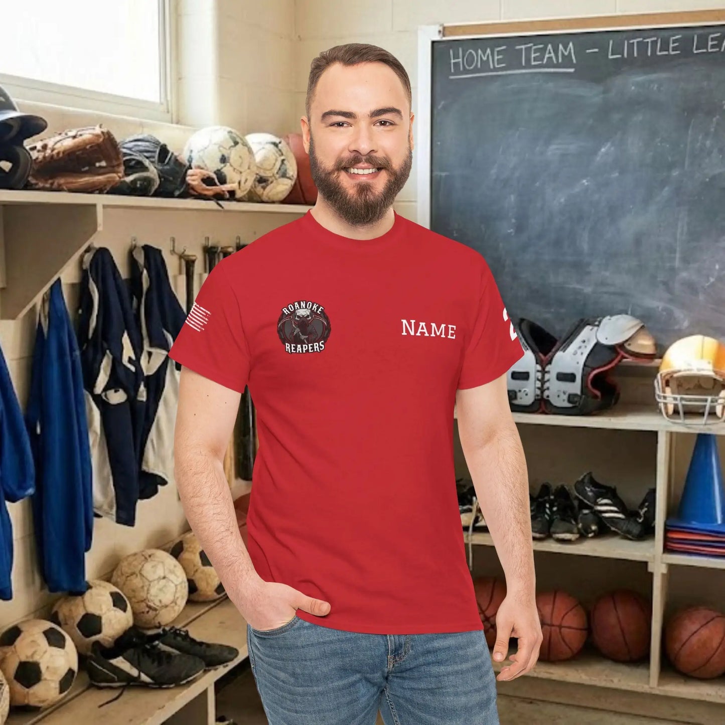 Custom Team Adult T-Shirt – Right Chest Team Logo & Name (DryBlend)