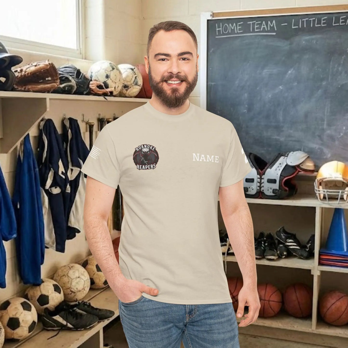 Custom Team Adult T-Shirt – Right Chest Team Logo & Name (DryBlend)