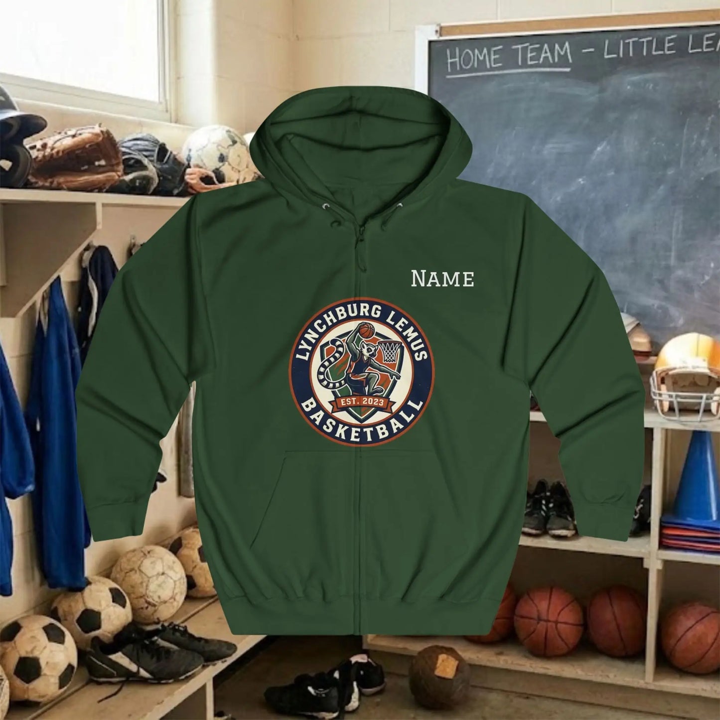 Custom Team Adult Zip Up Hoodie – Center Chest Logo & Name (Premium Soft Cotton)