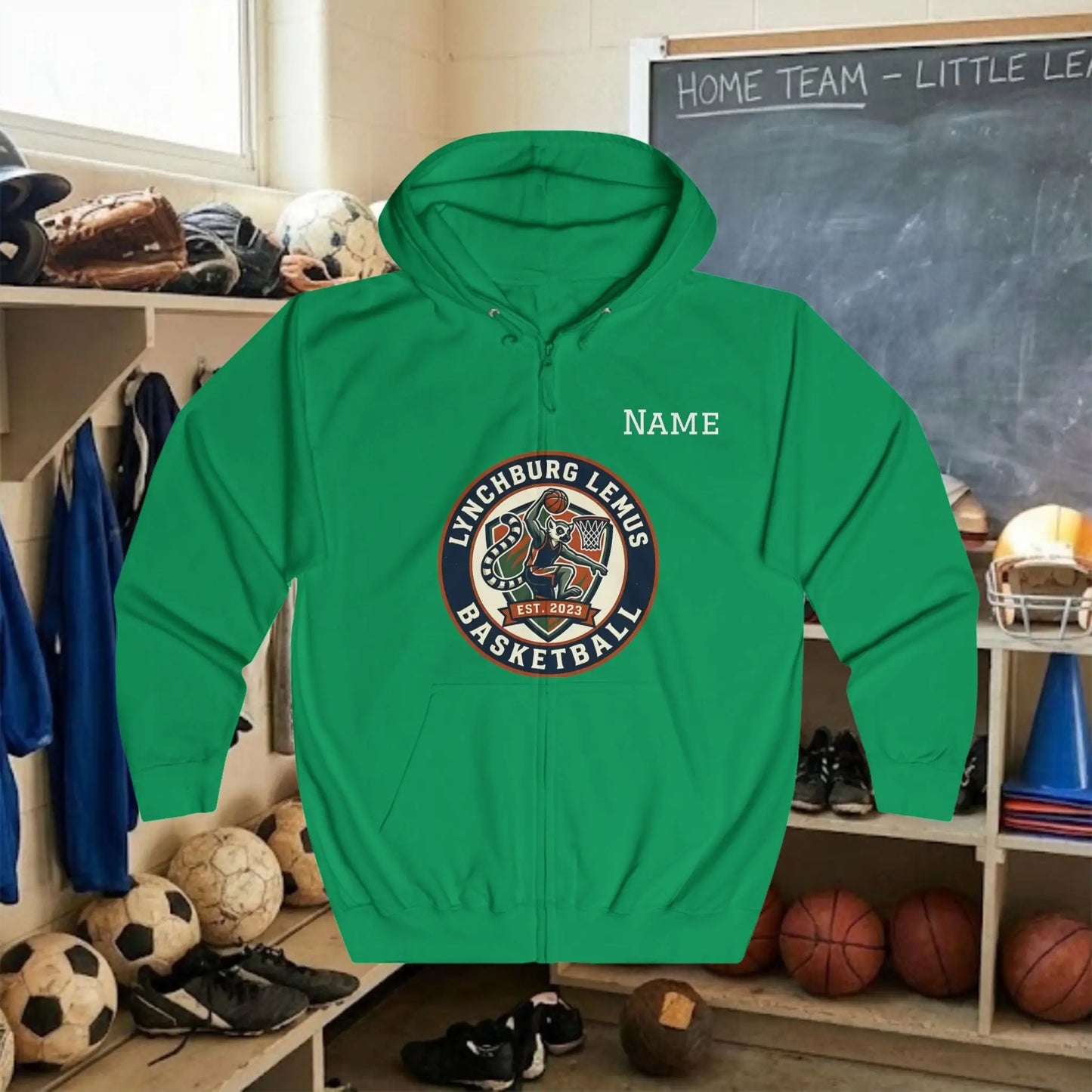 Custom Team Adult Zip Up Hoodie – Center Chest Logo & Name (Premium Soft Cotton)