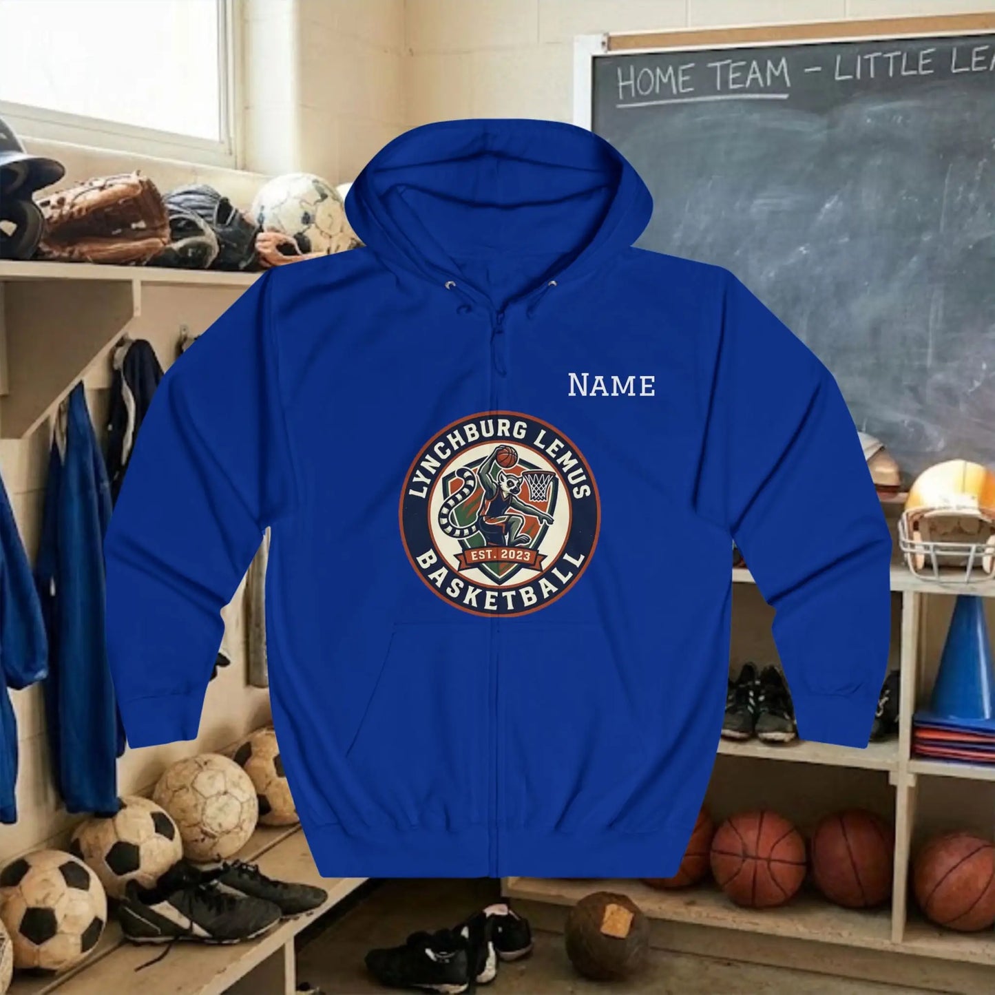 Custom Team Adult Zip Up Hoodie – Center Chest Logo & Name (Premium Soft Cotton)