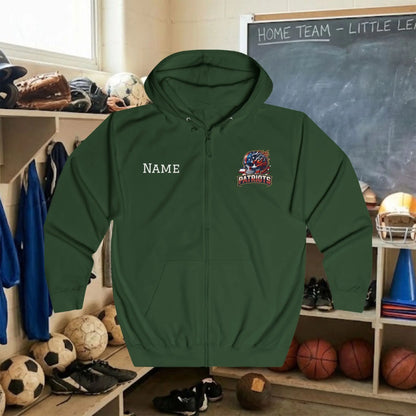Custom Team Adult Zip Up Hoodie – Left  Chest Logo & Name (Premium Soft Cotton)