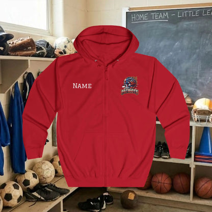 Custom Team Adult Zip Up Hoodie – Left  Chest Logo & Name (Premium Soft Cotton)