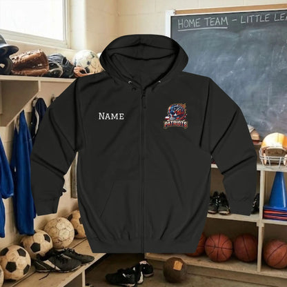 Custom Team Adult Zip Up Hoodie – Left  Chest Logo & Name (Premium Soft Cotton)