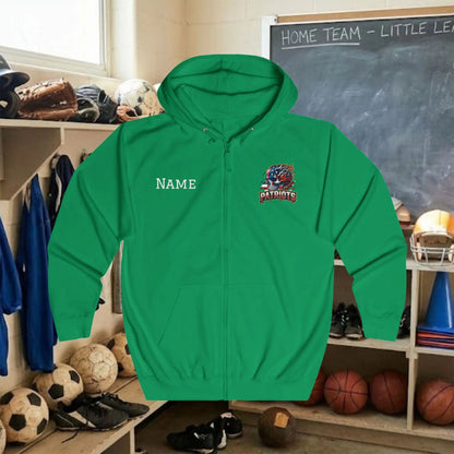 Custom Team Adult Zip Up Hoodie – Left  Chest Logo & Name (Premium Soft Cotton)