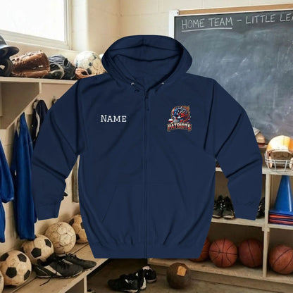 Custom Team Adult Zip Up Hoodie – Left  Chest Logo & Name (Premium Soft Cotton)