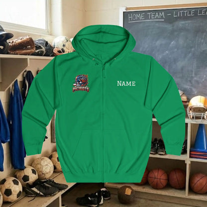 Custom Team Adult Zip Up Hoodie – Right Chest Logo & Name (Premium Soft Cotton)