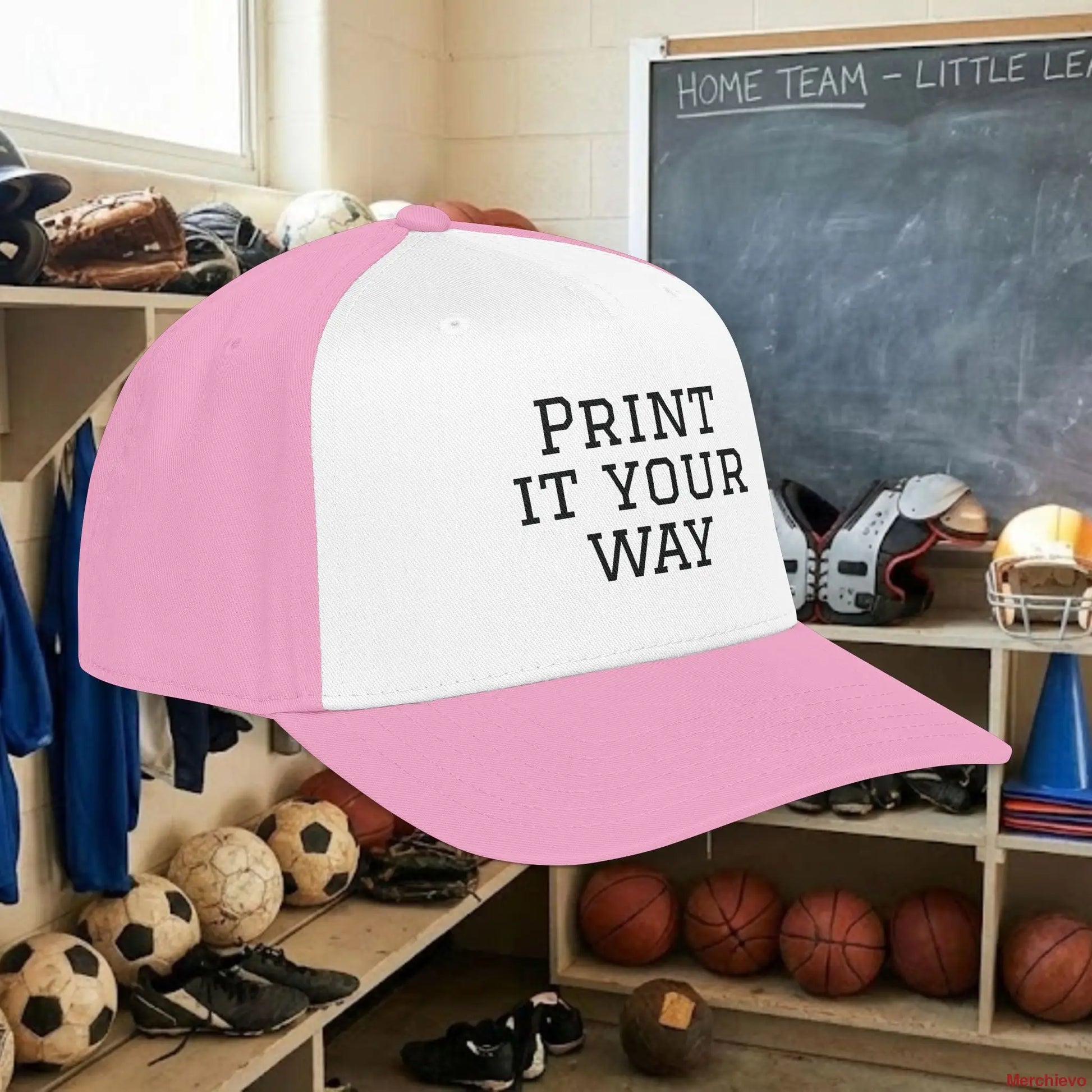 Custom Team Black Text Baseball Cap – Mid Profile Snapback Fit – Youth & Adult Hats