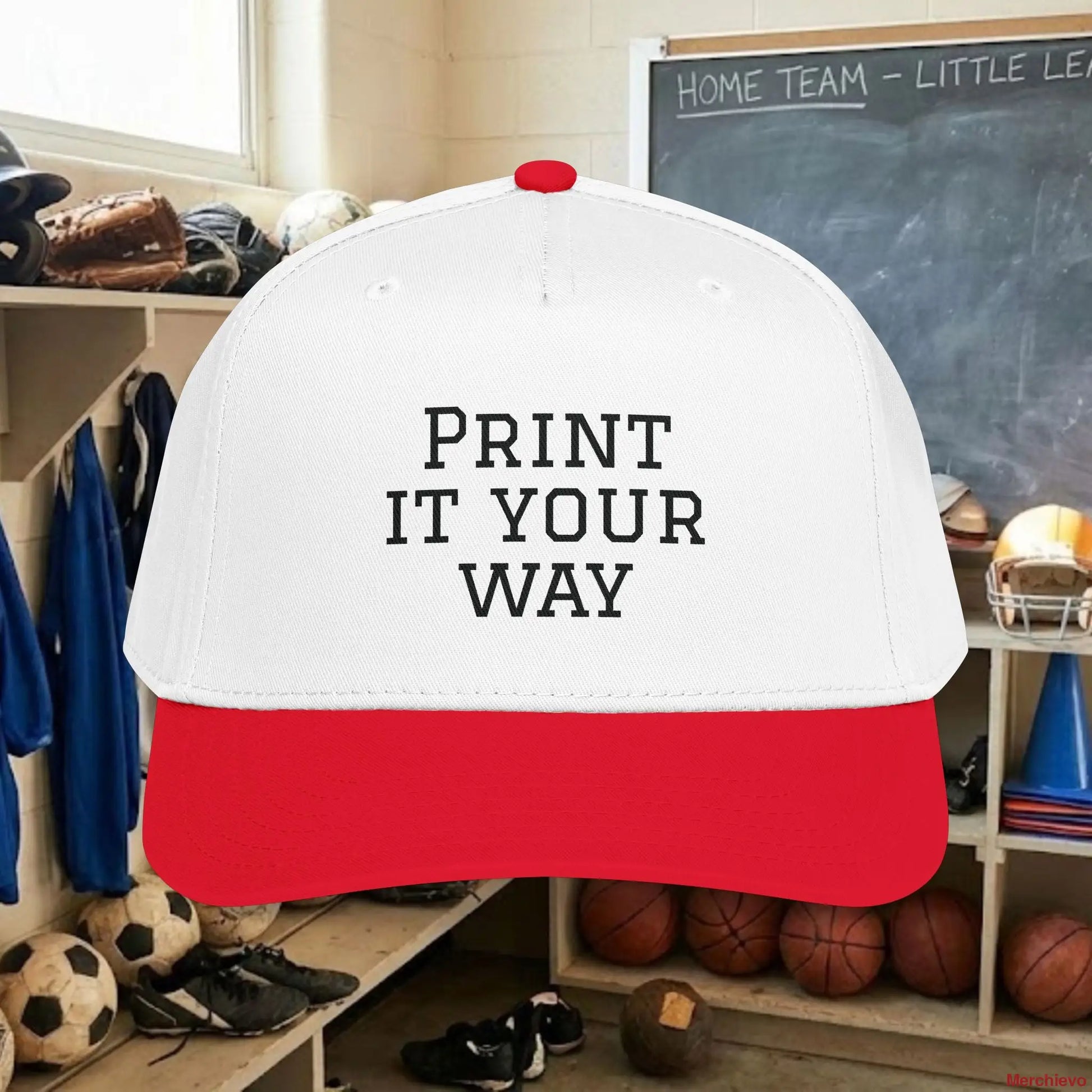 Custom Team Black Text Baseball Cap – Mid Profile Snapback Fit – Youth & Adult Hats