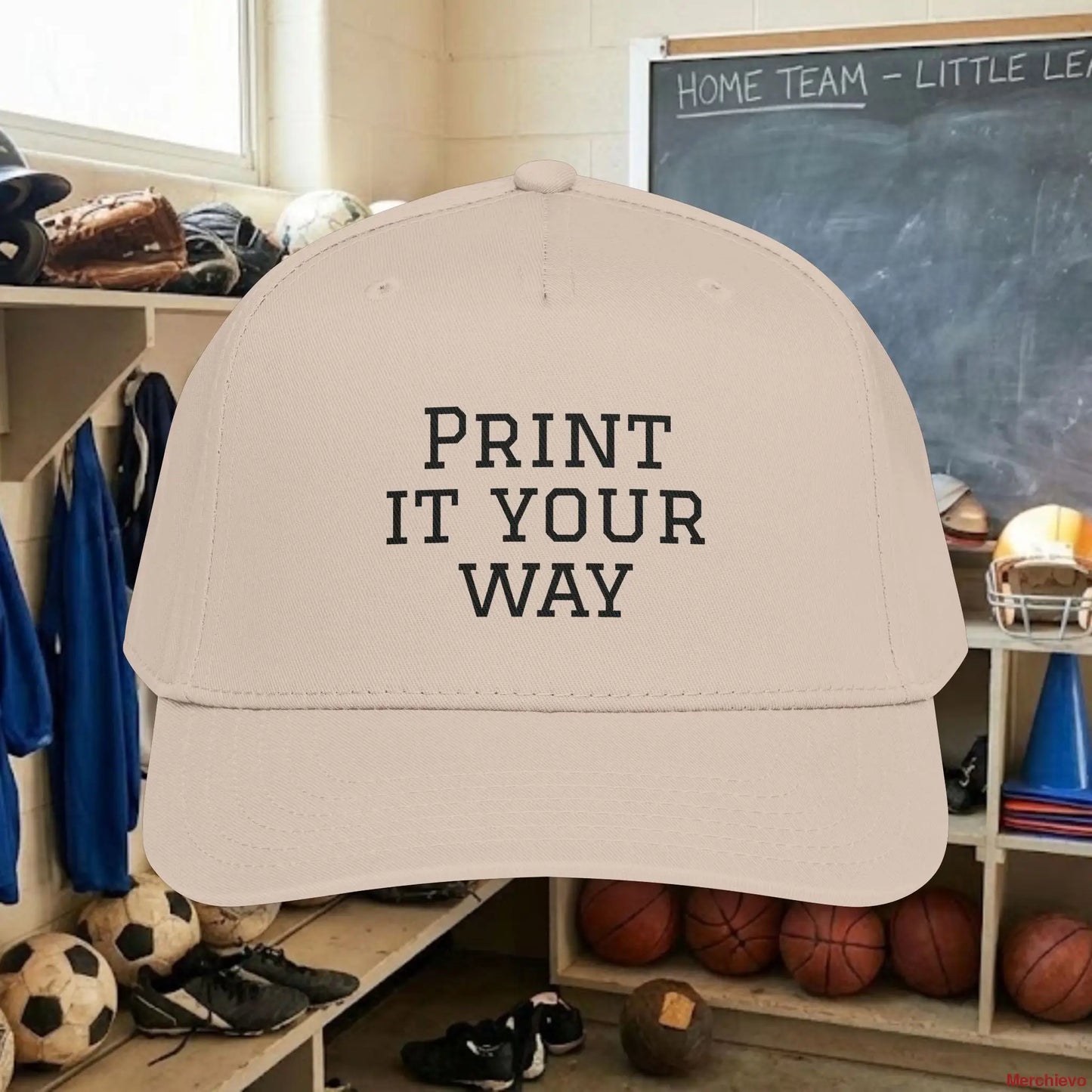 Custom Team Black Text Baseball Cap – Mid Profile Snapback Fit – Youth & Adult Hats