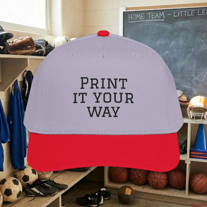 Custom Team Black Text Baseball Cap – Mid Profile Snapback Fit – Youth & Adult Hats