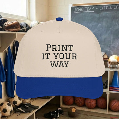 Custom Team Black Text Baseball Cap – Mid Profile Snapback Fit – Youth & Adult Hats