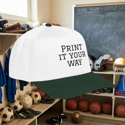 Custom Team Black Text Baseball Cap – Mid Profile Snapback Fit – Youth & Adult Hats