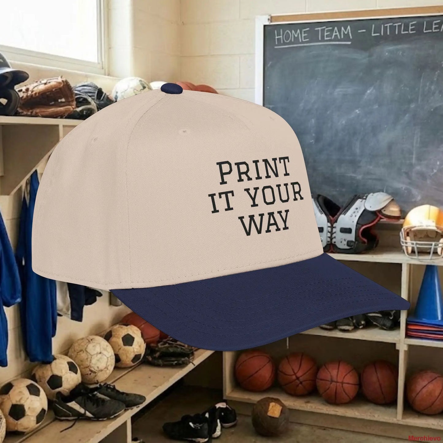 Custom Team Black Text Baseball Cap – Mid Profile Snapback Fit – Youth & Adult Hats