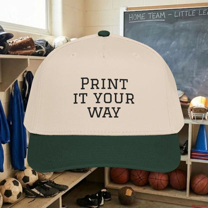 Custom Team Black Text Baseball Cap – Mid Profile Snapback Fit – Youth & Adult Hats