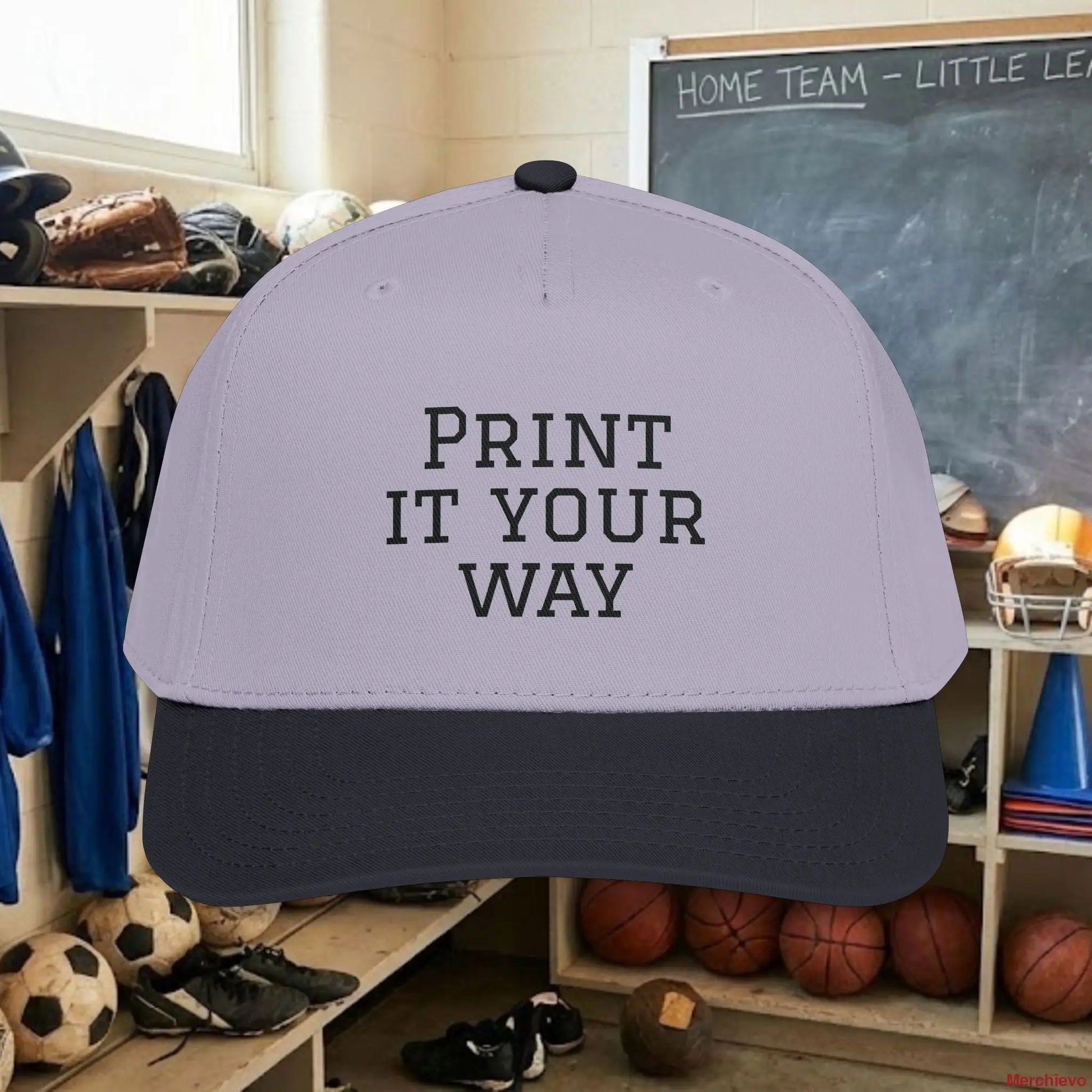 Custom Team Black Text Baseball Cap – Mid Profile Snapback Fit – Youth & Adult Hats