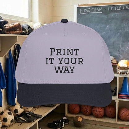 Custom Team Black Text Baseball Cap – Mid Profile Snapback Fit – Youth & Adult Hats