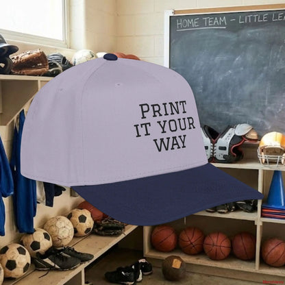 Custom Team Black Text Baseball Cap – Mid Profile Snapback Fit – Youth & Adult Hats