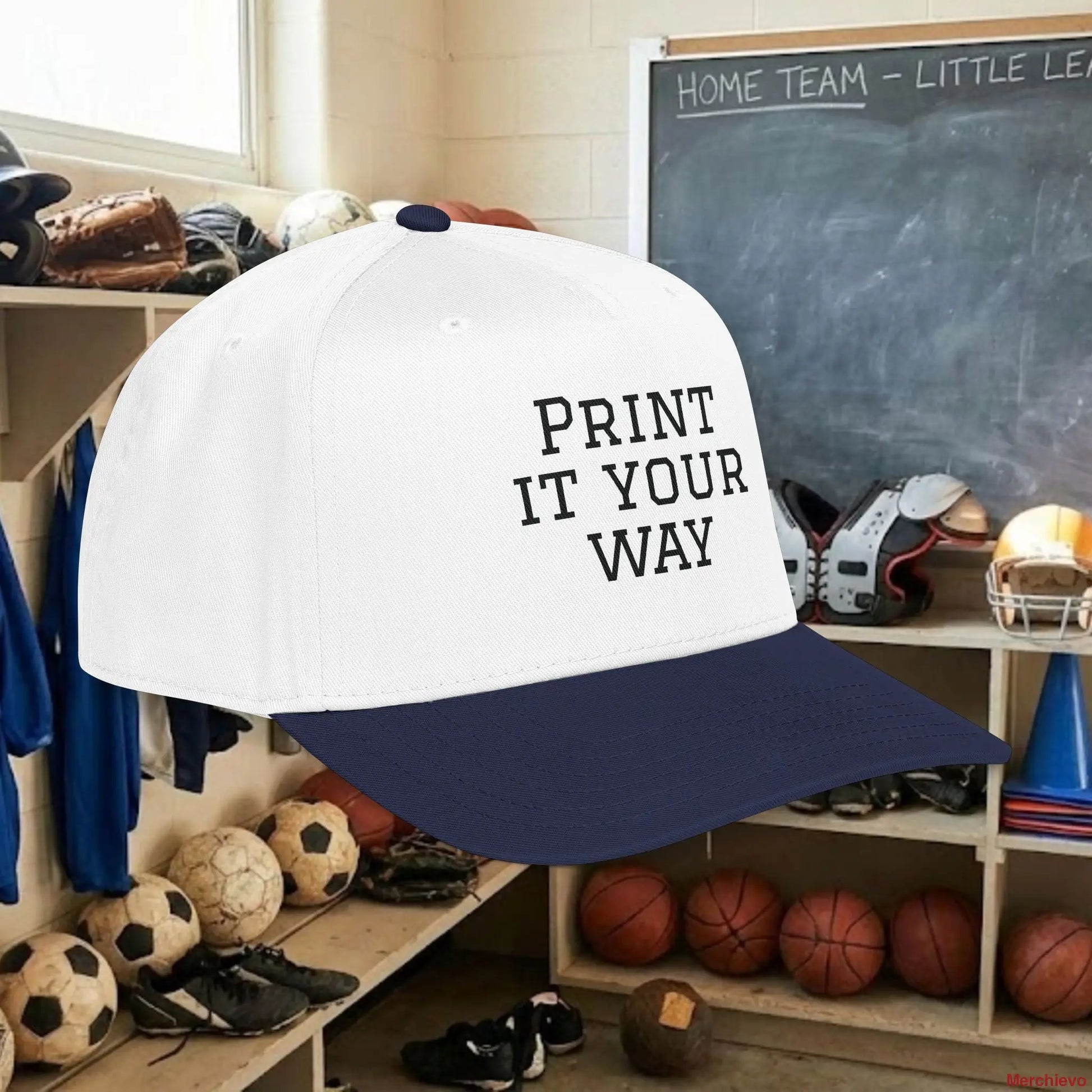 Custom Team Black Text Baseball Cap – Mid Profile Snapback Fit – Youth & Adult Hats