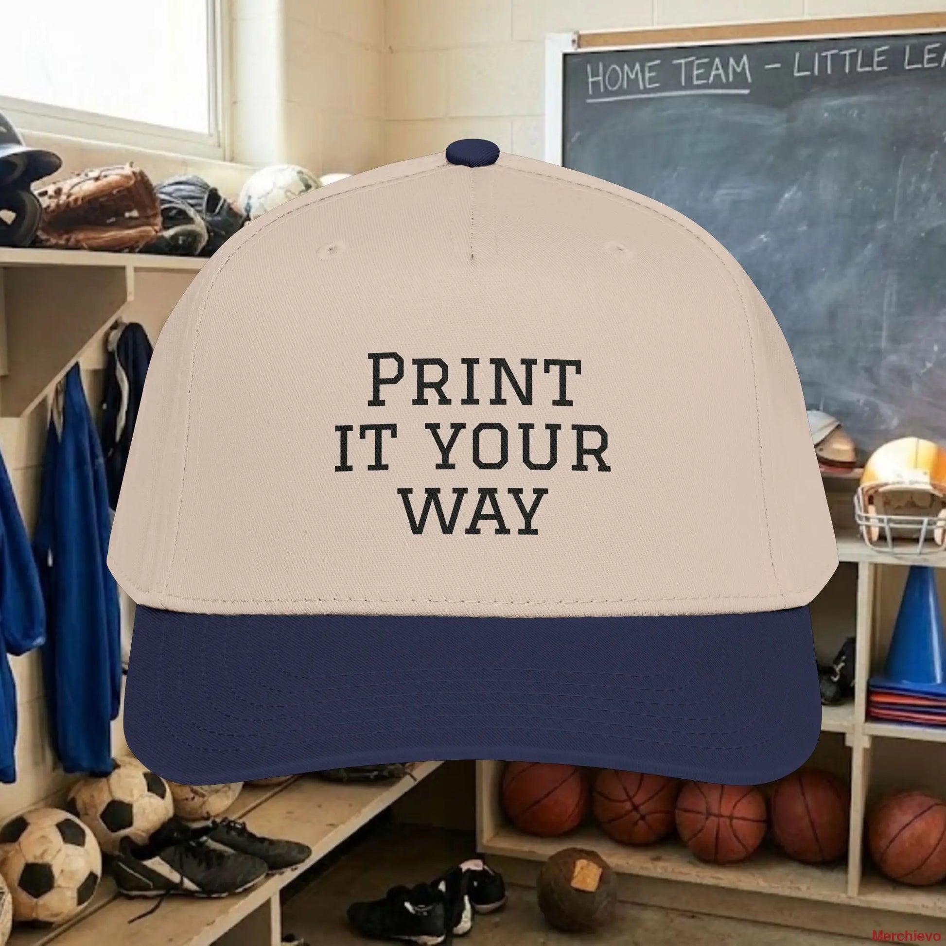 Custom Team Black Text Baseball Cap – Mid Profile Snapback Fit – Youth & Adult Hats