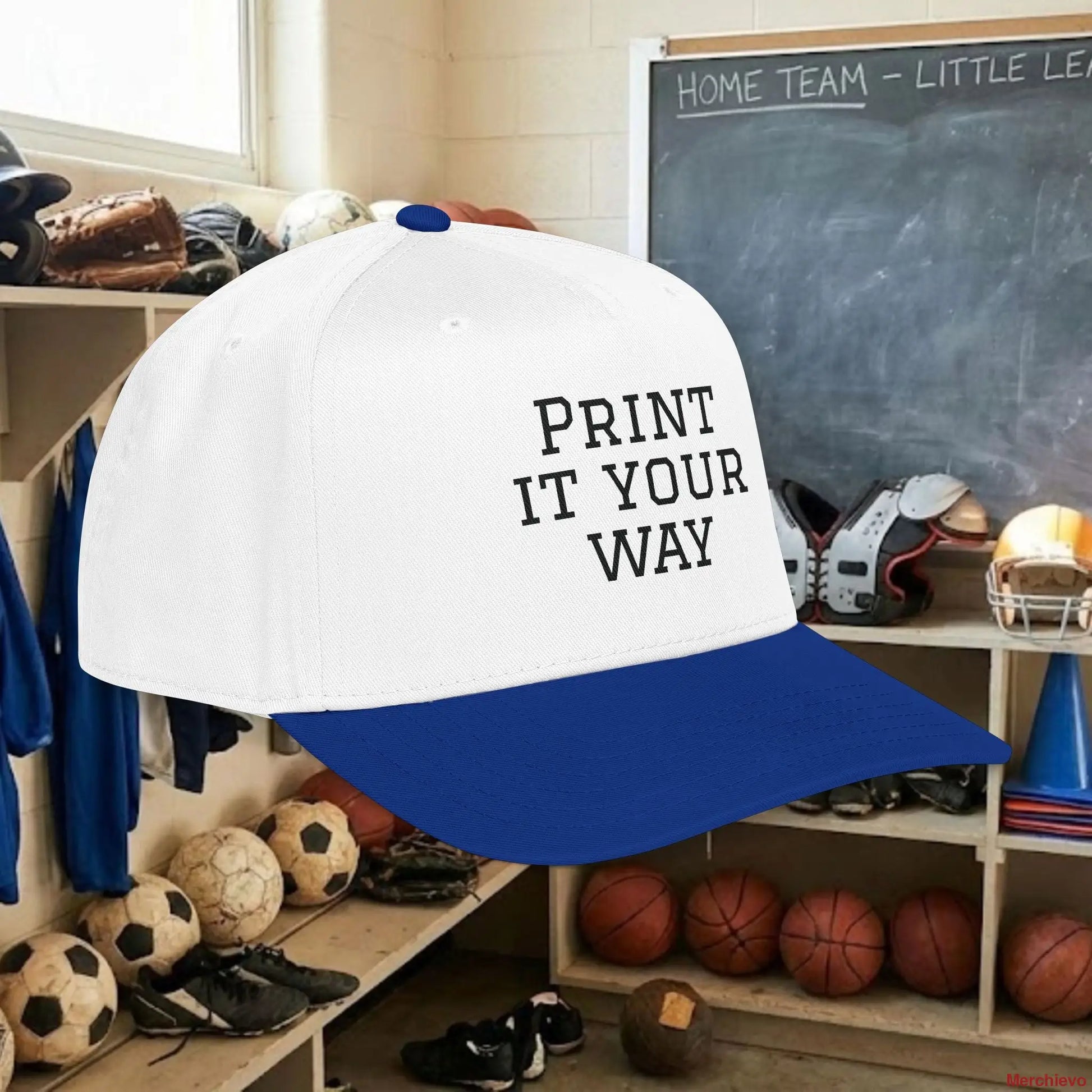 Custom Team Black Text Baseball Cap – Mid Profile Snapback Fit – Youth & Adult Hats