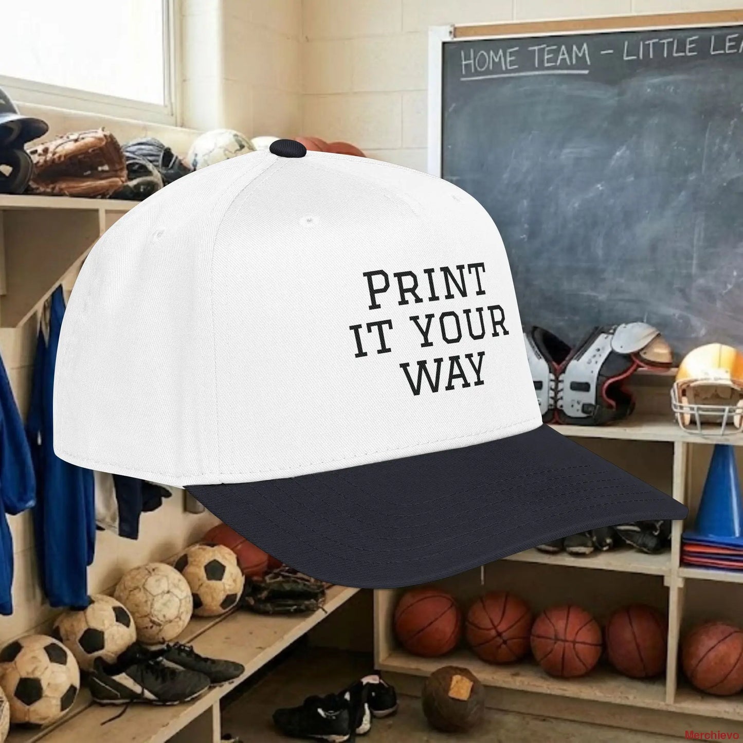 Custom Team Black Text Baseball Cap – Mid Profile Snapback Fit – Youth & Adult Hats