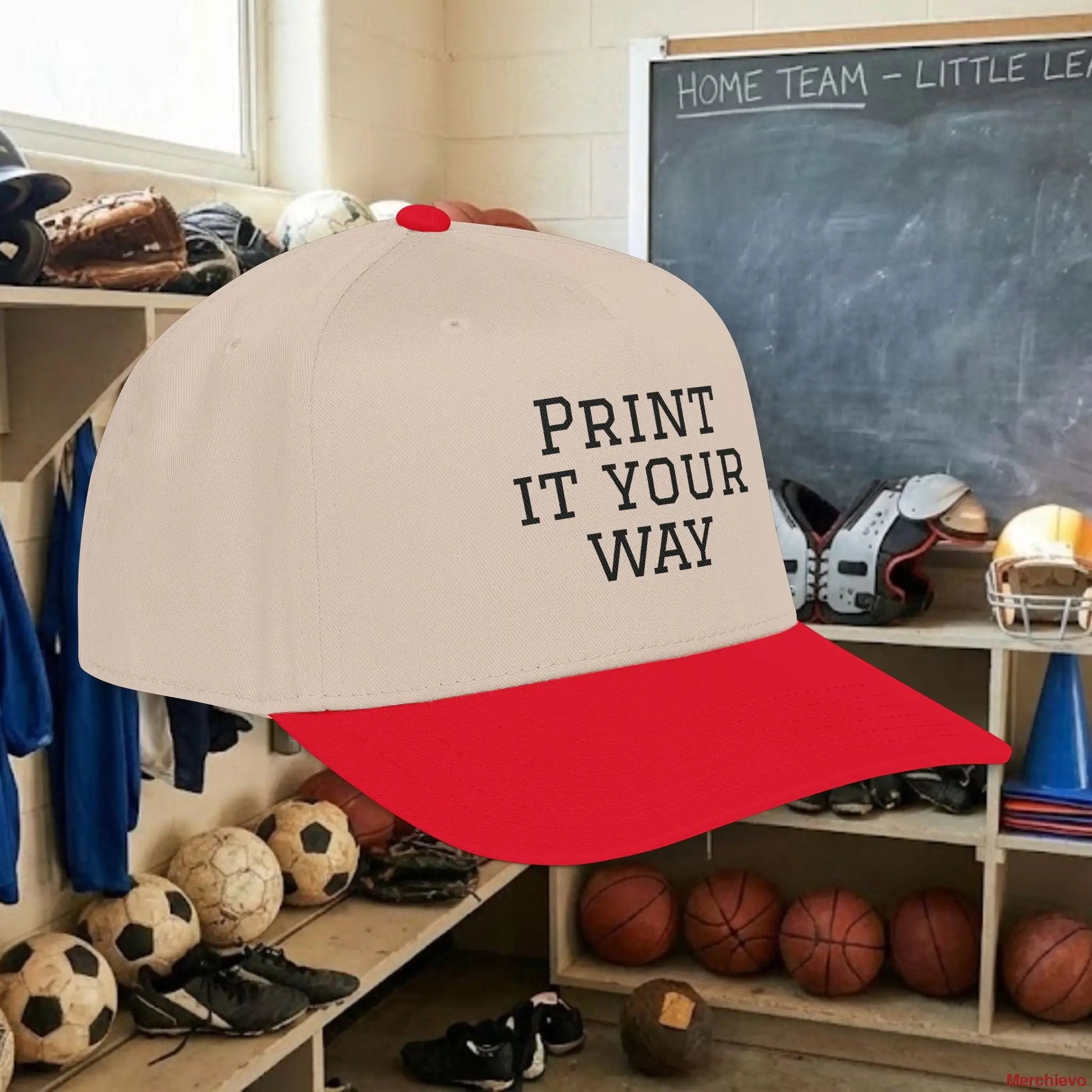 Custom Team Black Text Baseball Cap – Mid Profile Snapback Fit – Youth & Adult Hats