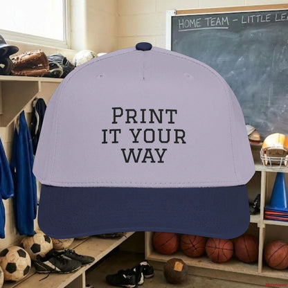 Custom Team Black Text Baseball Cap – Mid Profile Snapback Fit – Youth & Adult Hats