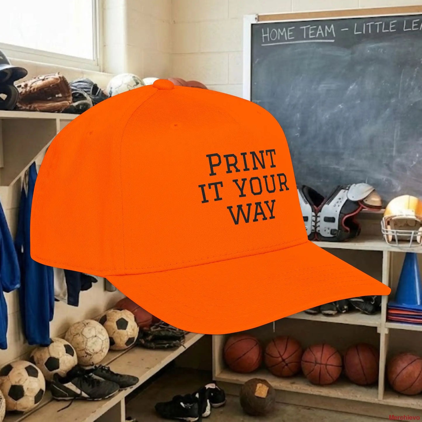 Custom Team Black Text Baseball Cap – Mid Profile Snapback Fit – Youth & Adult Hats