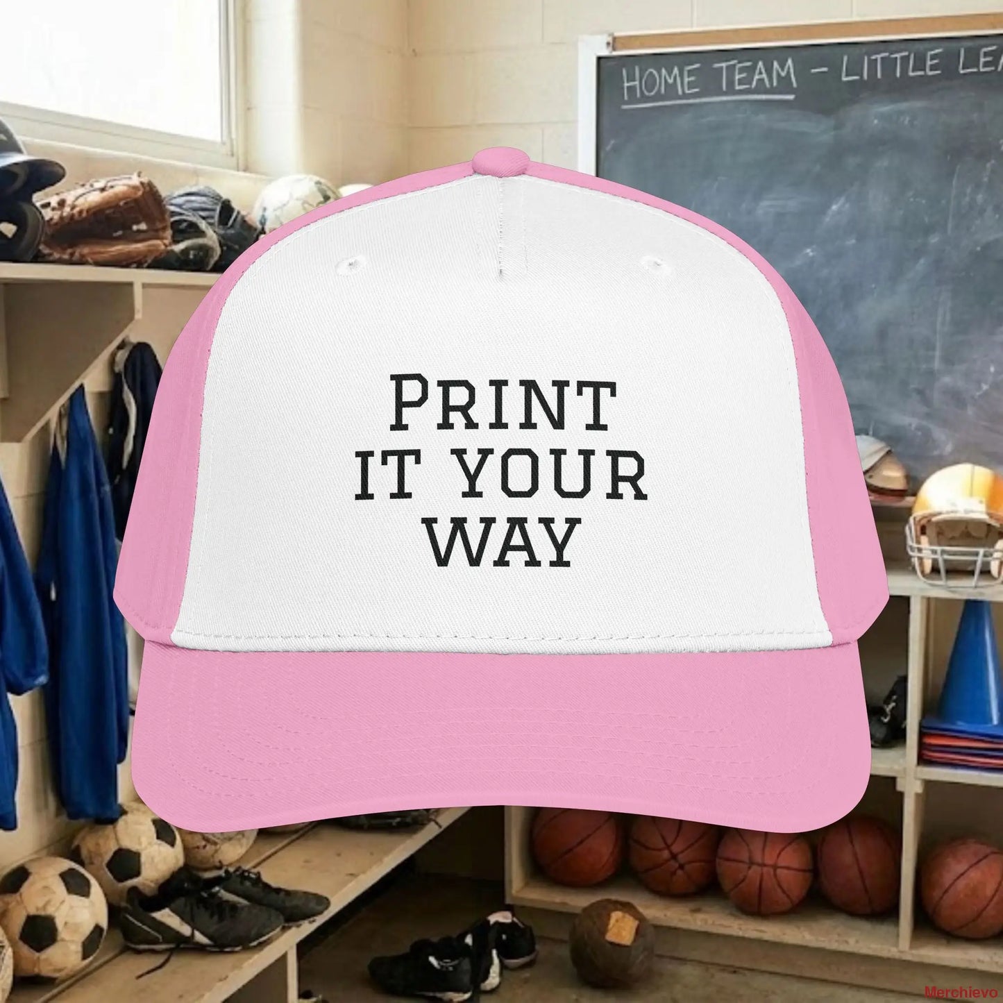 Custom Team Black Text Baseball Cap – Mid Profile Snapback Fit – Youth & Adult Hats