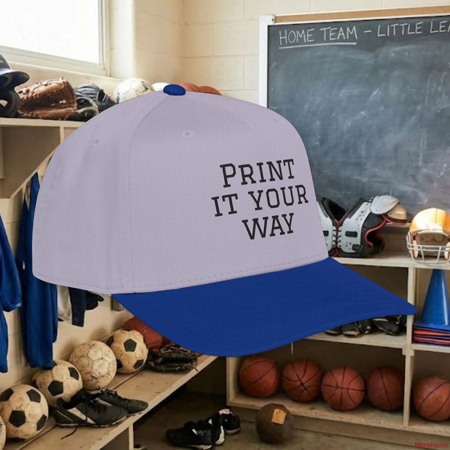 Custom Team Black Text Baseball Cap – Mid Profile Snapback Fit – Youth & Adult Hats