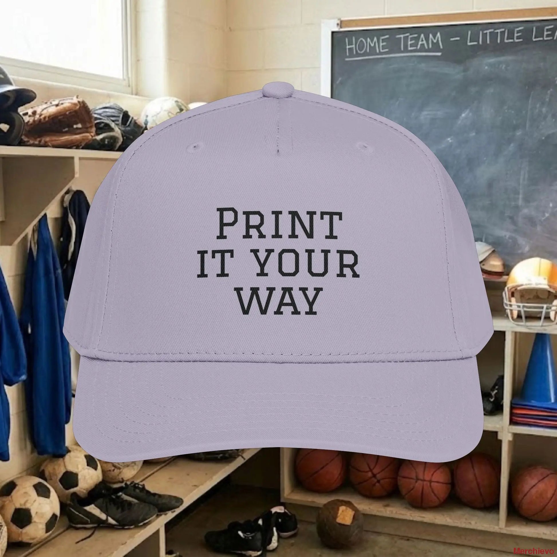 Custom Team Black Text Baseball Cap – Mid Profile Snapback Fit – Youth & Adult Hats