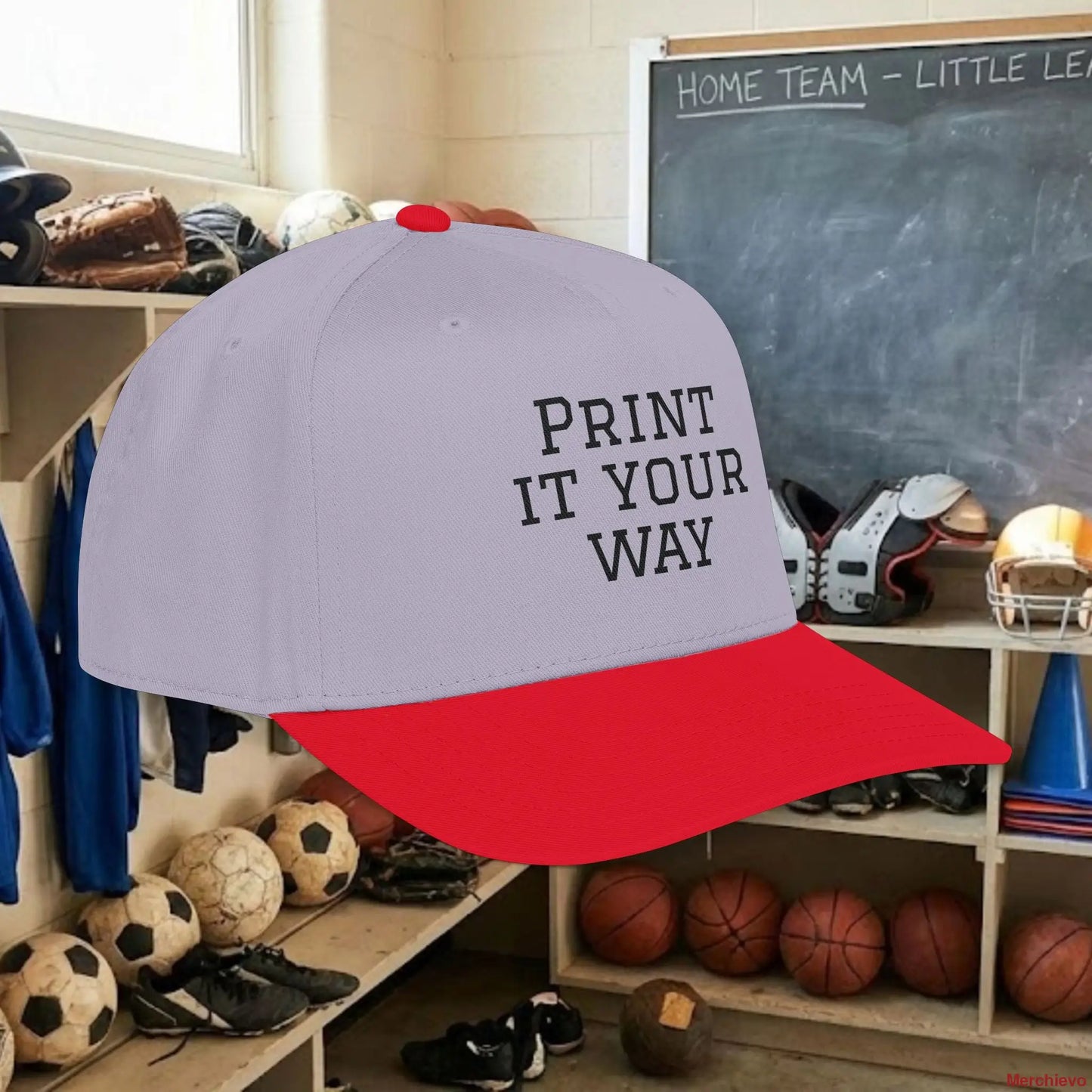 Custom Team Black Text Baseball Cap – Mid Profile Snapback Fit – Youth & Adult Hats