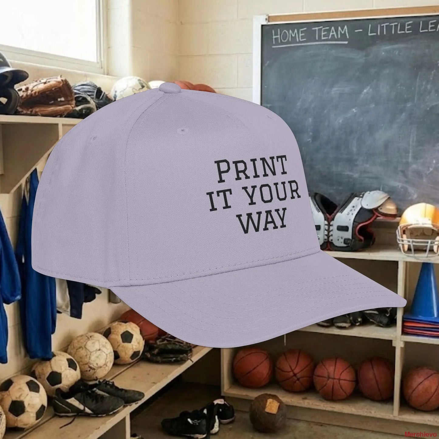 Custom Team Black Text Baseball Cap – Mid Profile Snapback Fit – Youth & Adult Hats