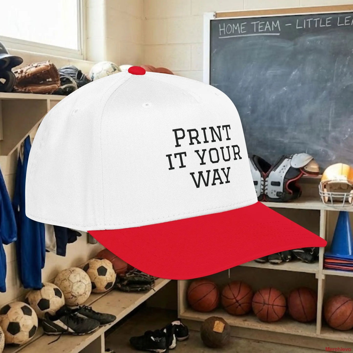 Custom Team Black Text Baseball Cap – Mid Profile Snapback Fit – Youth & Adult Hats