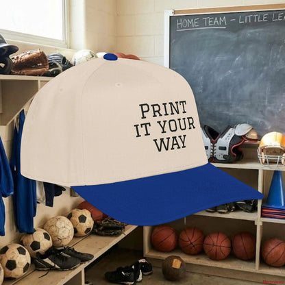 Custom Team Black Text Baseball Cap – Mid Profile Snapback Fit – Youth & Adult Hats