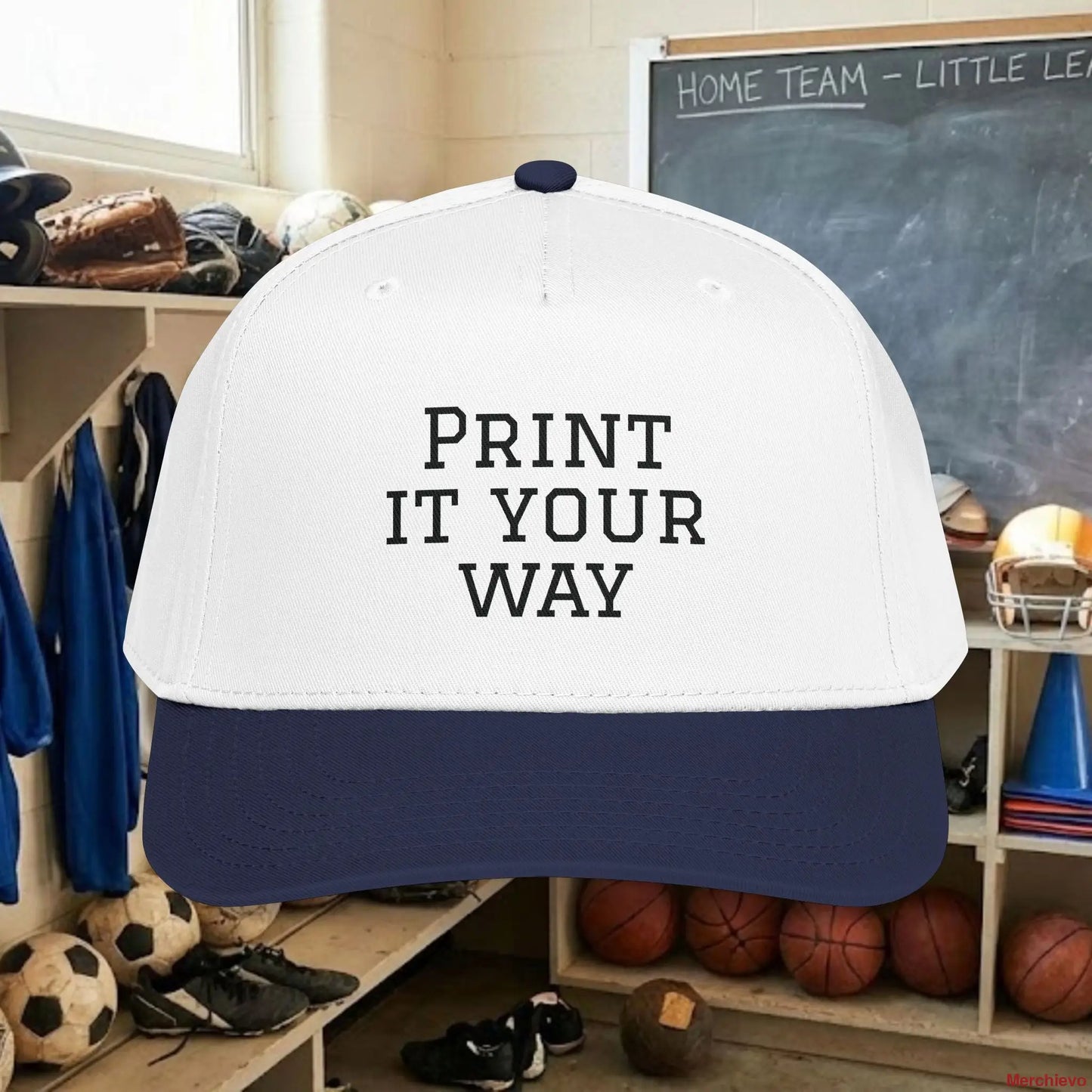 Custom Team Black Text Baseball Cap – Mid Profile Snapback Fit – Youth & Adult Hats